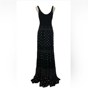 Anthropologie Black Maxi Dress with White Dots